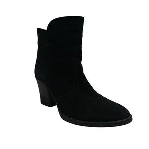 Aquatalia Farrah Black Suede Western Boho Heeled Boots Womens 8